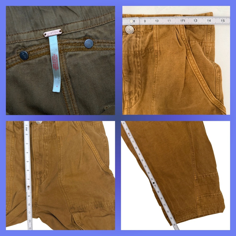 Free People Womens Brentwood Slouchy Cargo Pants Size 4 Bronze Brown Workwear - Picture 7 of 7